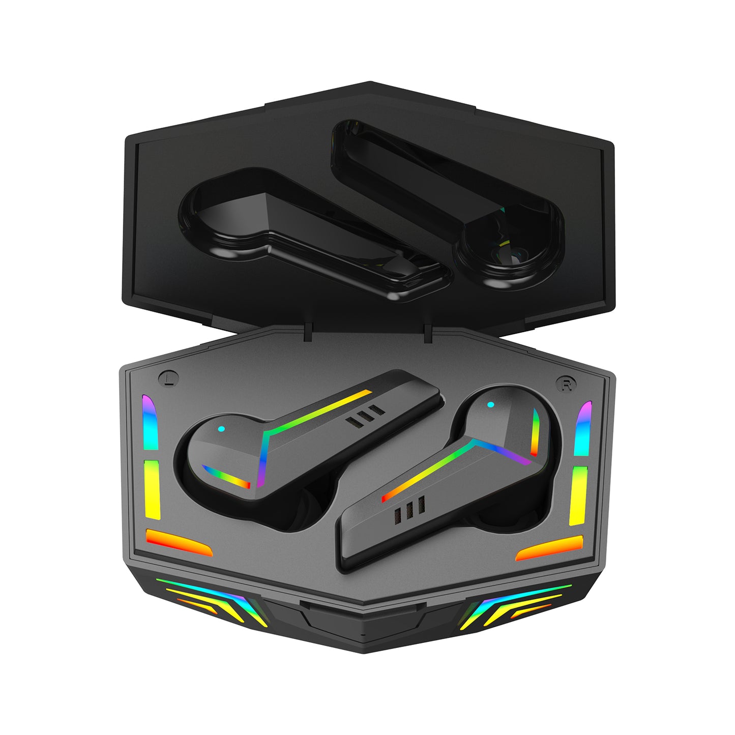 Écouteurs Bluetooth Gaming RGB à Faible Latence – Son Immersif & Boîtier Lumineux